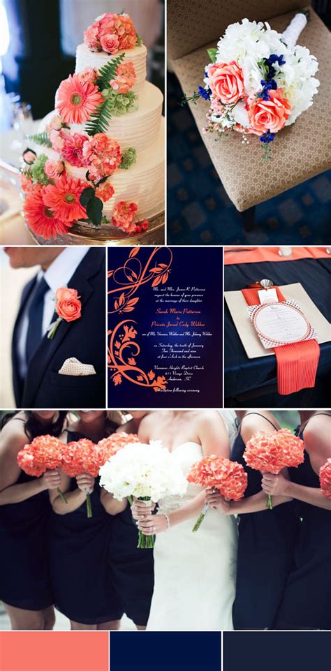 peach and navy blue wedding.